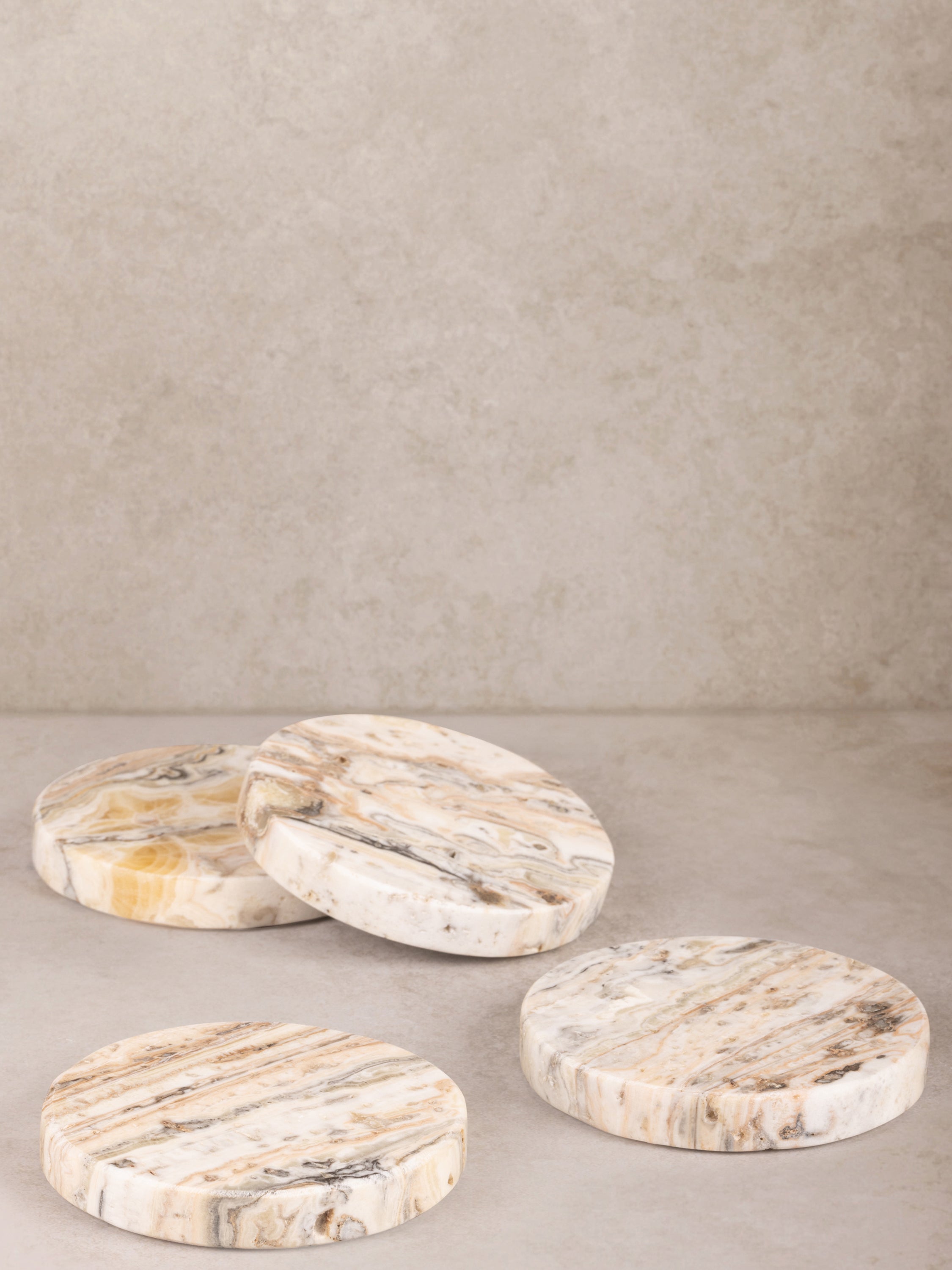 Round Travertine Marble Coasters – Luxury Natural Stone Drinkware Accessory