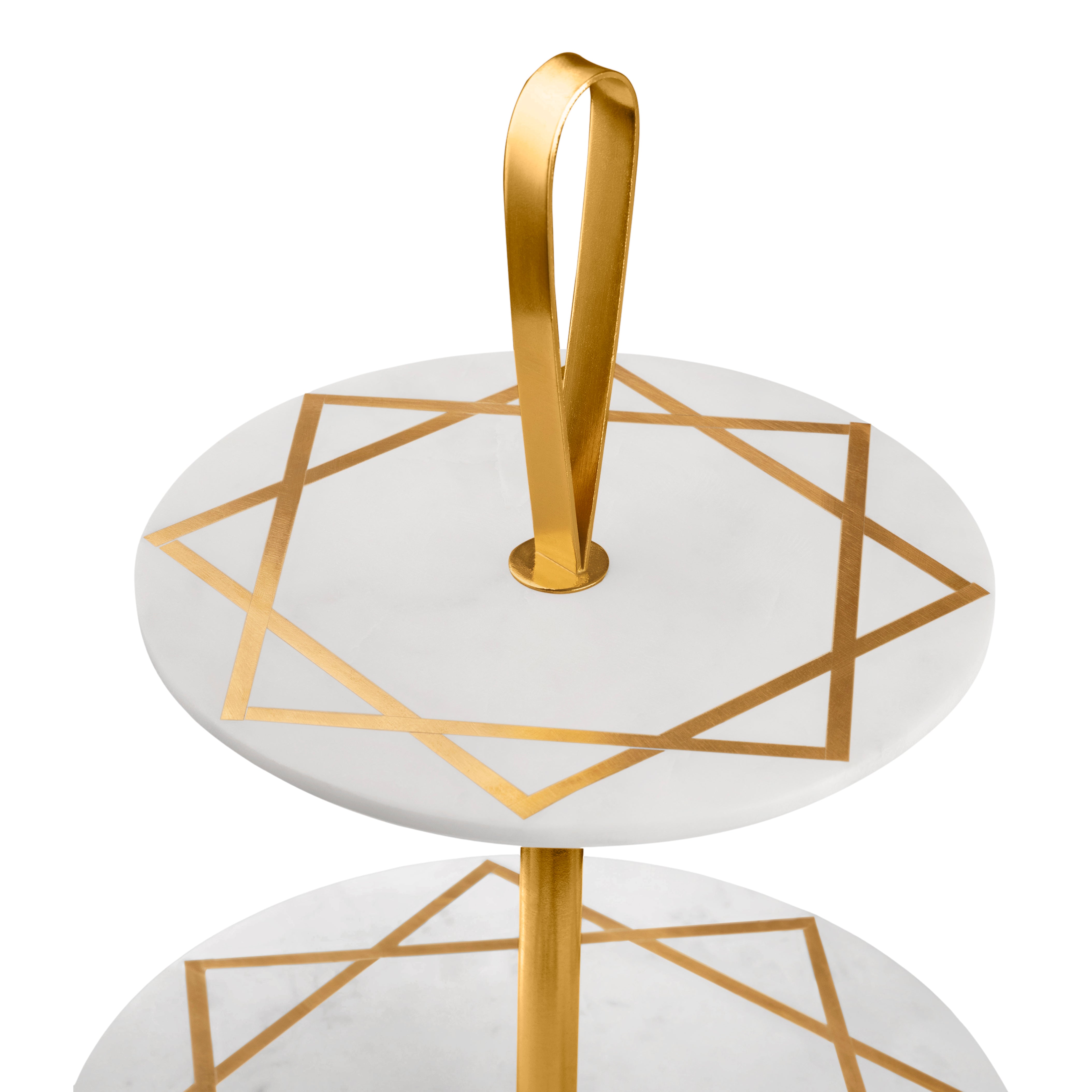 Marble & Gold Cake Stand - Small - Cowell's Garden Centre